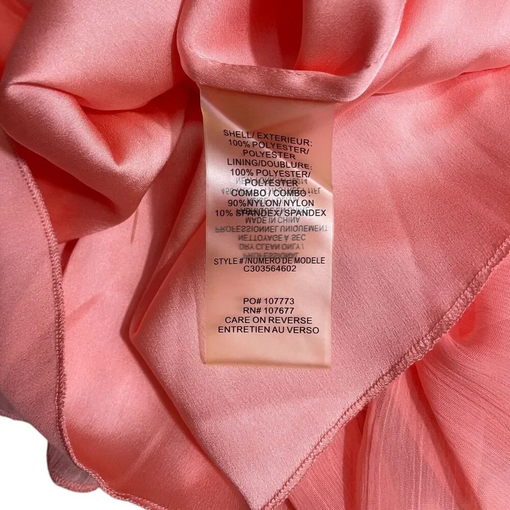 Alice + Olivia 6 Peach Dress Strapless Lined‎ Chiffon Polyester Blend